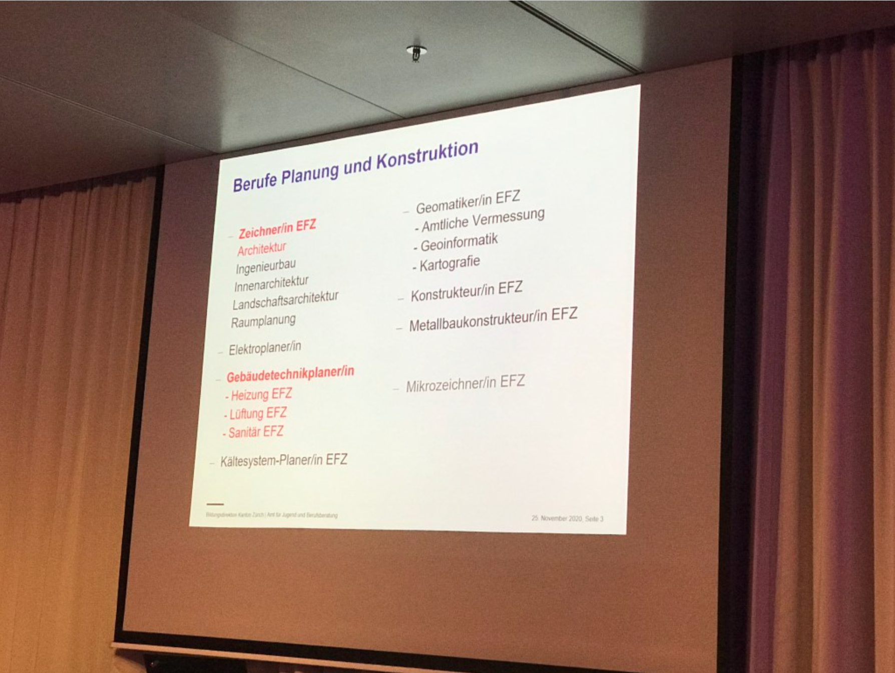 Informationsveranstaltung über Konstruktionsberufe
